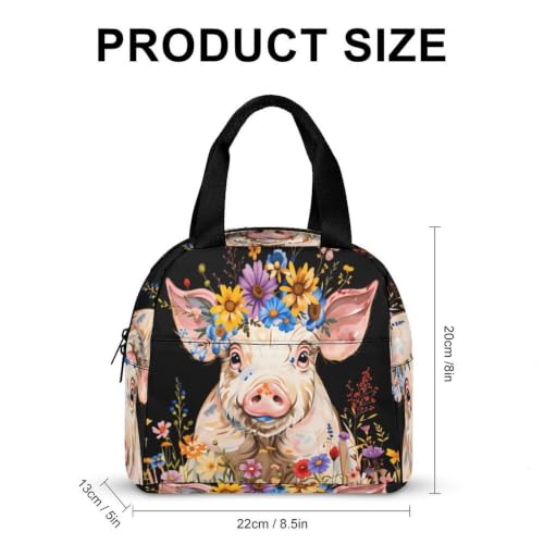 Pig Flowers Lunch Bag for Women Men | Insulated Lunch Box Leakproof Food Meal Containers Reusable Foldable 6L Capacity Lunch Tote Bags for Work Picnic Travel - color: style-8