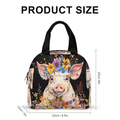 Pig Flowers Lunch Bag for Women Men | Insulated Lunch Box Leakproof Food Meal Containers Reusable Foldable 6L Capacity Lunch Tote Bags for Work Picnic Travel - color: style-8