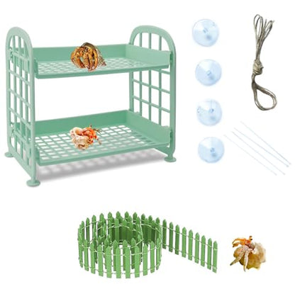 Hermit Crab Climbing Toys Reptile Ladder Plastic Grid Habitat Hammock for Hamster Guinea Pig (Green) - style: Classic