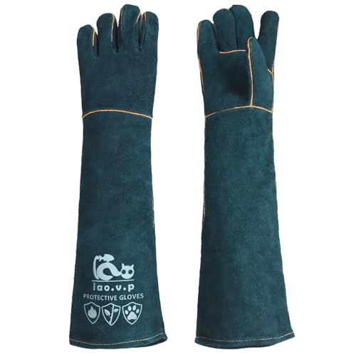 Bite Proof Gloves, Animal Handling Gloves, 24-inch, Cat Scratches Proof | Cactus Gardening Gloves, Grabbing Reptile Bite Resistant XL Size, Green