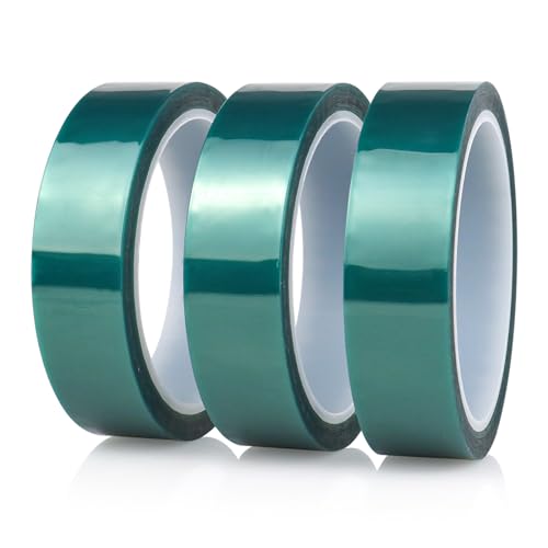 BOMEI PACK High Temp Tape Powder Coating, High Temperature Masking Tape 3 Rolls x 1 inches x 324 Feet, Heat Resistant Tape, Epoxy Release Tape Ideal for Painting, Powder Coating, Circuit Boards - size: 1'' x 108ft