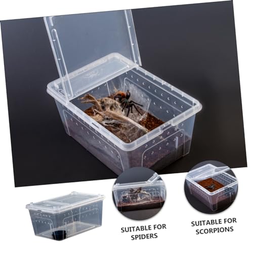NOLITOY Transparent Reptile Feeding Box Set Durable Breeding Container for Snakes Lizards and Pets Easy to Clean with Breathable for Transport and Habitat Use