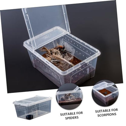 NOLITOY Transparent Reptile Feeding Box Set Durable Breeding Container for Snakes Lizards and Pets Easy to Clean with Breathable for Transport and Habitat Use