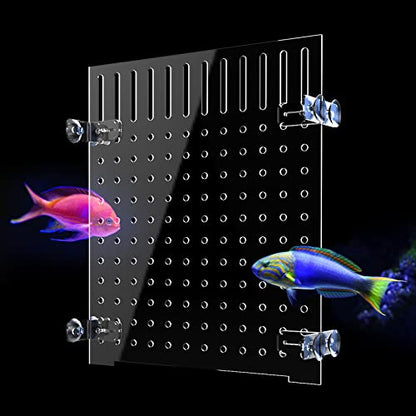 Acrylic Fish Tank Divider Aquarium Divider with 8 Suction Cups Transparent Fish Tank Separator Dividing Net Plate Isolation Board Flapper, 9.84 * 11.81inch