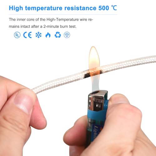 Mica High Temperature Wire, 10Ft 17AWG -60~500 Degrees Celsius, Mica Glass Fiber Heat Resistant Wire Insulated Electrical Flexible Cable for Lamp Boiler Heater, Used in Harsh Environments - size: 10ft, style: 17AWG