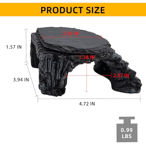 Reptile Basking Platform Crested Gecko Hide Leopard Gecko Tank Accessories | 4.72"×3.94"×1.57",Resin,with a rock platform,Box packaging,Turtle habitat accessories,for Turtle Lizard Leopard Crested Gecko - style: style 1