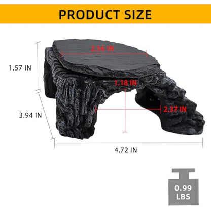Reptile Basking Platform Crested Gecko Hide Leopard Gecko Tank Accessories | 4.72"×3.94"×1.57",Resin,with a rock platform,Box packaging,Turtle habitat accessories,for Turtle Lizard Leopard Crested Gecko - style: style 1