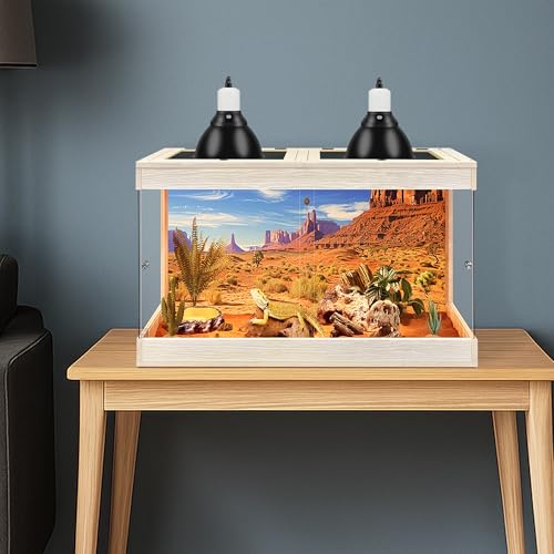 Royxen Bearded Dragon Tank, 30 Gallons Tempered Glass Reptile Terrarium with Metal Mesh Top, 3-Side Clear Anti-Scratch Glass Lizard Tank for Reptile Habitat (Oak, 24" Length) - color: Oak, size: 30Gal,24x16x16inch