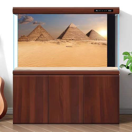 Egypt Pyramids Aquarium Background The Great Pyramid Camel Caravan Terrarium Background The Pyramids Egypt Desert Sunset View Reptile Habitat Background Pyramids Fish Tank Background 24x12in - color: Pyramid Yellow, size: 24(W)x12(H)inches/ 60(W)*30cm(H)