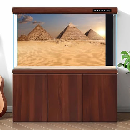 Egypt Pyramids Aquarium Background The Great Pyramid Camel Caravan Terrarium Background The Pyramids Egypt Desert Sunset View Reptile Habitat Background Pyramids Fish Tank Background 24x12in - color: Pyramid Yellow, size: 24(W)x12(H)inches/ 60(W)*30cm(H)