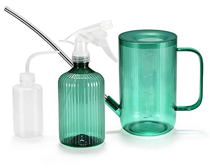 ONEDONE Watering Can Indoor Plants - Plant Watering Can 34 OZ, Long Spout Small Watering Can for House Plants Garden Potted Flowers with Spray Bottle, Squeeze Bottle Green - color: Green
