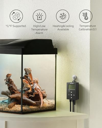 DEWENWILS Digital Temperature Controller Thermostat Outlet with Heating & Cooling Mode for Cooling Fans and Heater Chest Freezer, Home Brewing, Green House, Reptiles, -22°-221°F, 120V/10A/1200W