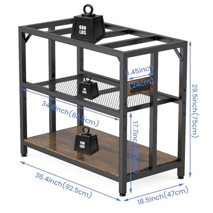 40 Gallon Metal Aquarium Fish Tank Stand, Rustic Brown | Built in power outlets adjustable shelf 660LBS load bearing fits turtle reptile terrarium breeder tank home office use - color: Rustic Brown