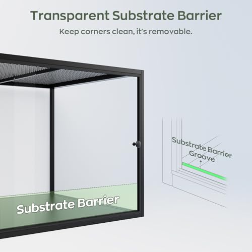 120-Gallon Reptile Enclosure, 48” x 24” x 24” Reptile Habitat Tank, Bearded Dragon Enclosure with Sliding Front Door, Top Screen Ventilation, Panoramic Viewing, Easy Installation