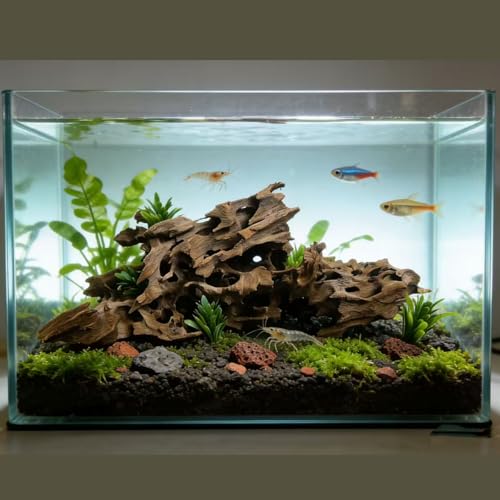 Aquarium Driftwood Shrimp Wood Natural Trunk & Assorted Branches 1.9-3.9" (5-10cm) Terrarium Ornament for Fish, Shrimp & Reptiles Habitat Decor, 5 Pcs