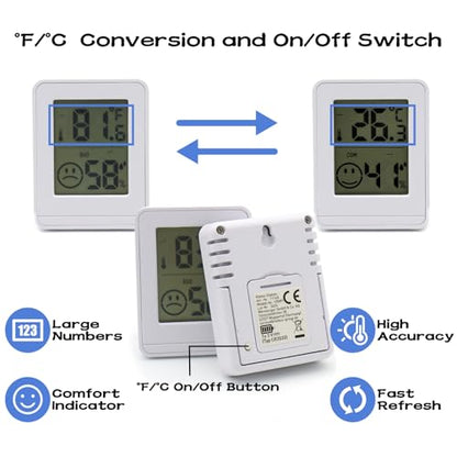 2 PCS Home Indoor Hygrometer, Mini Indoor Thermometer, Temperature and Humidity Monitor, Reptile Thermometer - Houses, Greenhouses,Baby Room,Office, Incubator