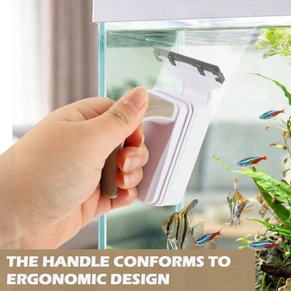 Small Aquarium Magnetic Glass Cleaner, Ergonomic Comfort Grip & Floating Design, Stainless Steel and Plastic Blades, for Glass or Acrylic Tanks - size: S