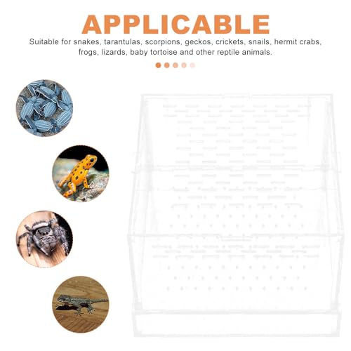 UKCOCO Acrylic Insect Feeding Box with Lid for Breeding Reptiles, Mealworm Habitat Container Suitable for Tarantula and Snake Enclosures