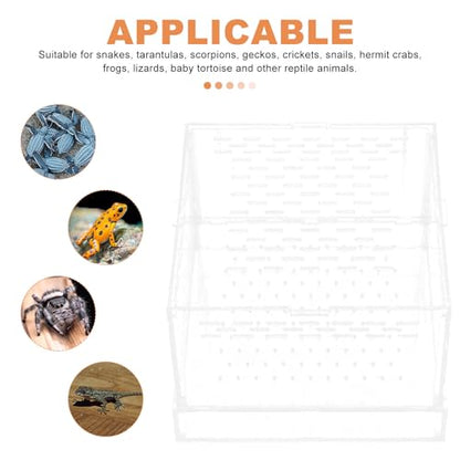 UKCOCO Acrylic Insect Feeding Box with Lid for Breeding Reptiles, Mealworm Habitat Container Suitable for Tarantula and Snake Enclosures