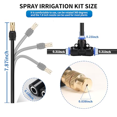 50FT Drip Irrigation System, Complete Garden Watering Kit with Rust-Proof Copper Nozzles - UV Stabilized Flexible Hose for Lawn, Greenhouse, Patio Plants - size: 50FT
