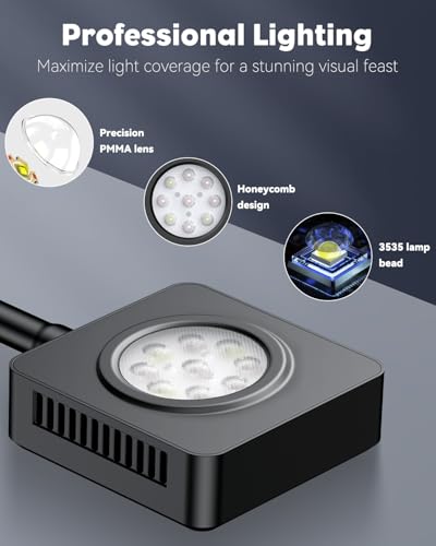 Pawfly 15 W LED Aquarium Light with Brilliant Blue White Red Lights for 1 to 10 Gallon Fish Tank - size: For 1 to 10 Gallon Fish Tank
