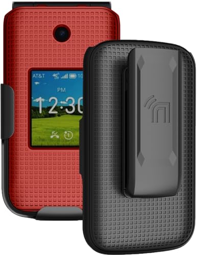 Holster Combo for Cricket Debut Flex Flip Phone Case with Belt Clip - Red | Also Fits AT&T Cingular Flex 2, For Model U1030AA or U1030AC via 2023 - color: Red