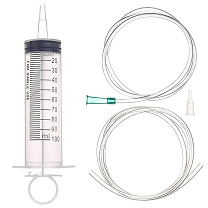 100ml/cc Syringes with Tube 40 Inch Handy Plastic Tubing and Adapter Tip | for Liquid, Refilling Measuring, Dispensing Watering, Plant Irrigation, Feeding Pets, Oil or Glue Applicator - size: 100ML/CC