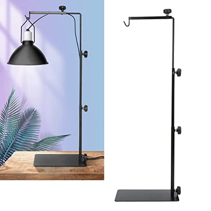 Reptile Heat Lamp Holder Adjustable Heavy Duty Terrarium Light Stand for Lizards Turtles Snakes Iron 9.1x16.1in to 15.7x37.4in Floor over Crawlers