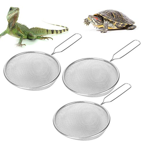 3PCS Reptile Poop Scooper, Bearded Dragon Sand Sifter Cat Litter Scoop Metal Fine Litter Scoop Sand Sifter Shelling Tools for Beach