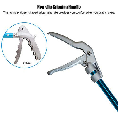 IC ICLOVER 52 Inch Aluminum Alloy Snake Tongs+Snake Bite Proof Gloves, Professional Standard Reptile Grabber Rattle Snake Catcher Wide Jaw Handling Tool, 16inch Animal Handling Gloves