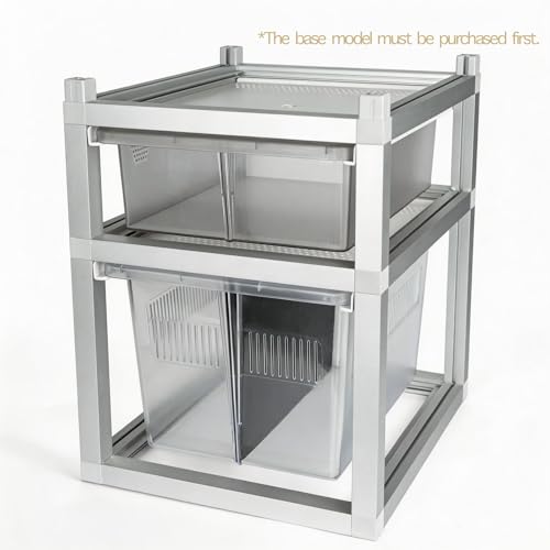 13x10x4 Stackable Reptile Rack Expansion Unit PE Drawer Ventilated Lid | Modular stackable reptile rack expansion 13x10x4, PE sliding drawer, ventilated lid, fits gecko snake ground reptile habitat - size: 13x10x4-add