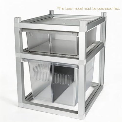 13x10x4 Stackable Reptile Rack Expansion Unit PE Drawer Ventilated Lid | Modular stackable reptile rack expansion 13x10x4, PE sliding drawer, ventilated lid, fits gecko snake ground reptile habitat - size: 13x10x4-add