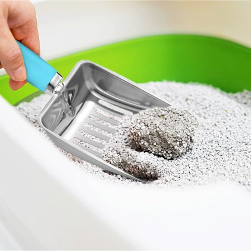 Cat Litter Scoop - Stainless Steel Metal Cat Litter Scoop-Sturdy Mesh Scooper - Mesh Shovel-Easy to Clean - Suitable for Cat Litter Box -Blue-Christmas - color: Blue, size: M