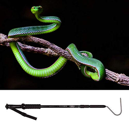 Snake Hook Reptile Grabber Rattle Snake Catcher,Professional Aluminum Alloy with Telescopic Rod and Lock, Comfortable Grip Handle for Catching,Controlling,Moving (53 inch Snake Hook)