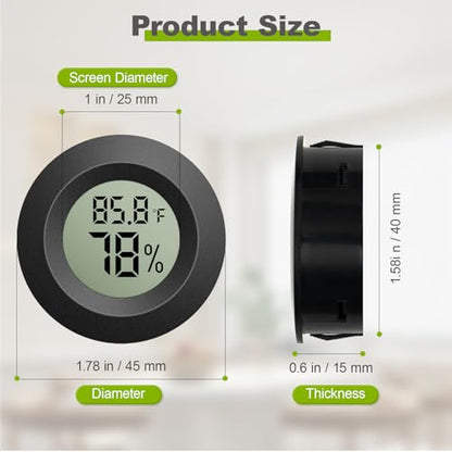 4-Pack Mini Hygrometer Thermometer, Digital LCD Humidity Meter Indoor/Outdoor Temperature Humidity Monitor, Reptile Thermometer Fahrenheit(℉)/Celsius(℃) for Incubators, Greenhouse Garden, Cellar, Jars