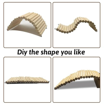 Hamiledyi 11.37 X 5.9 Inches Hides for Tortoises Wood Bendy Bridge Reptile Hide Climbing Ladder Hide Cave Turtle Habitat Decor for Lizards Gecko Spiders Snakes