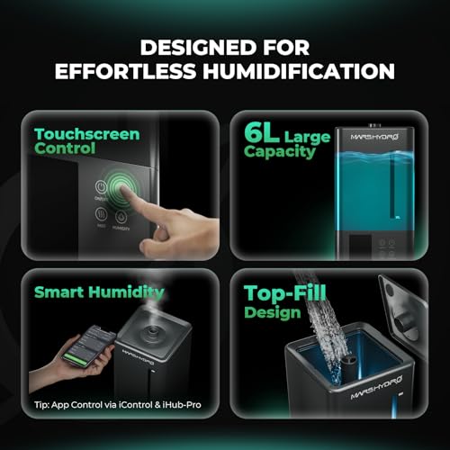 MARS HYDRO 2026 New Plant Humidifier 6L with Adjustable Humidity | Timer Function,Ultrasonic Precise and Silent Operation,No-Leak Seal for Grow Tent,Indoor Planting,Greenhouse - size: 6L