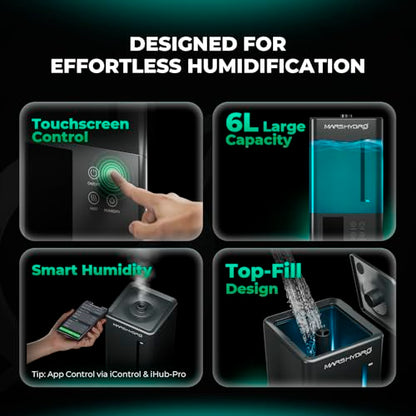 MARS HYDRO 2026 New Plant Humidifier 6L with Adjustable Humidity | Timer Function,Ultrasonic Precise and Silent Operation,No-Leak Seal for Grow Tent,Indoor Planting,Greenhouse - size: 6L
