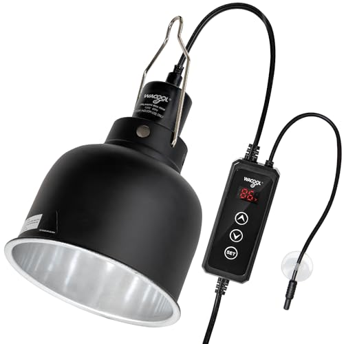 WACOOL TERRA Reptile Light Fixture with Dimming Thermostat, 5.5 Inch Deep Dome Reptile Heat Lamp Fixture with Temperature Controller - style: 5.5 inch-1pack
