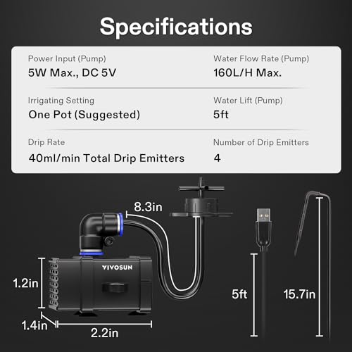 VIVOSUN FlexFeed Drip Irrigation Kit, 4W Automatic Irrigation System | 4 Drip Emitters, App-Controllable for VGrow Smart Grow Box - style: Drip Irrigation Kit Only for Vgrow