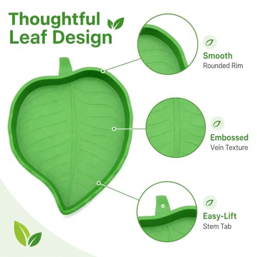 YAPROMO 2 Pcs Leaf Reptile Food Dish, Reptile Water Bowl, Turtle Feeding Dishes for Tortoise Corn Snake Crawl Pet Bearded Dragon, Lizards, Gecko Drinking and Eating
