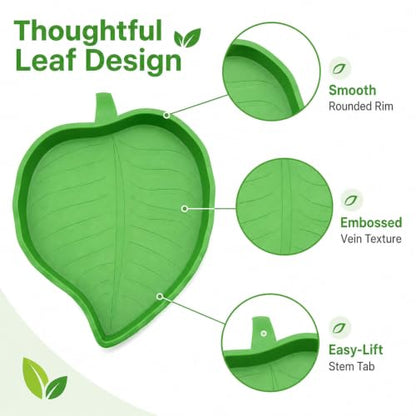 YAPROMO 2 Pcs Leaf Reptile Food Dish, Reptile Water Bowl, Turtle Feeding Dishes for Tortoise Corn Snake Crawl Pet Bearded Dragon, Lizards, Gecko Drinking and Eating
