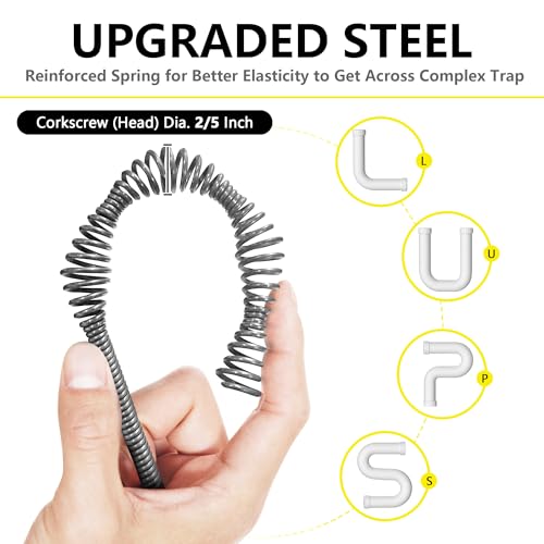 Drain Auger 25 Ft with Gloves, Heavy Duty Plumbing Snake Drain Clog Remover | Long Flexible Drain Snake for Deep Clog Removal, Reusable Drain Cleaner Tool for Bathroom, Shower, Bathtub & Kitchen Sink