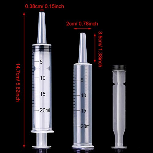 Frienda 20 Packs Syringes Without Needles 20 Ml | Large Plastic Measuring Tools for Food, Horse Care, Lab Dispensing, Graduated Markings, Reusable Multipurpose Applicators - size: 20 ml