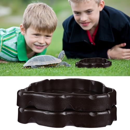 SHINEOFI 2pcs Reptile Feeding Bowl Lizard Worm Dish Gecko Pet Cage Feeder Smooth Surface Synthetic Resin Water Dish Safe for Reptile Feeding