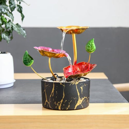 Desk Fountain Indoor Waterfall Fountain Flowers Themed 3-Tier Tabletop Fountain Home Decor Soothing Sound Machine(Galsang) - style: fantasy of cosmos