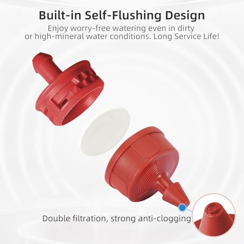 30PCS 4 GPH Pressure Compensating Drip Irrigation Spot Watering Drippers/Emitters, Self-Cleaning Constant Flow Drip Irrigation Emitters Heads Irrigation Drippers Parts for Drip Irrigation System - color: 30PCS, size: 4 GPH