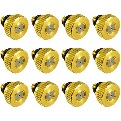 Micro-Mist Nozzle- Garden & Patio Misting System, Cooling Brass Nozzles with 0.012 Inch Size & 10/24 Inch Thread (Pack of 12) - size: Pack of 12