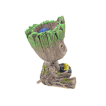 TEEMO Aquarium Groot Air Bubbler Decorations, Air Bubbler Resin Brown Decorations for Fish Tank. - size: Medium