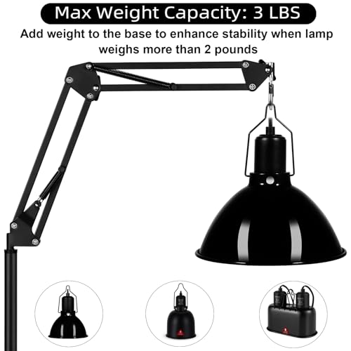 Heat Lamp Stand Reptile Light Stand Heat Lamp Holder | 360° Swing Arm, Height Adjustable 15.7 inch to 74.3 inch, Bearded Dragon, Turtles, Snake and Lizard Terrarium